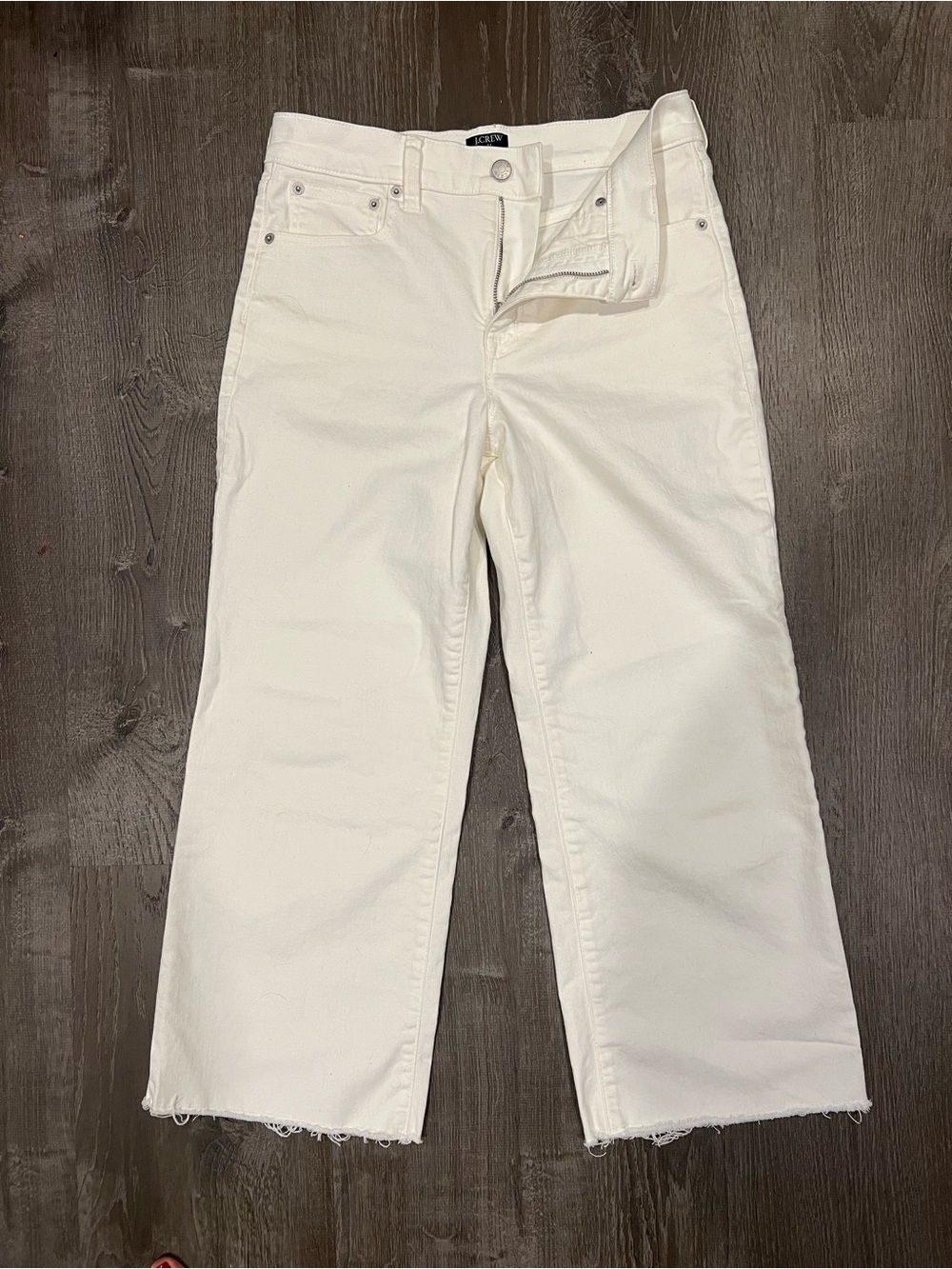 J. Crew Cream Wide-Leg High-Rise Jeans
